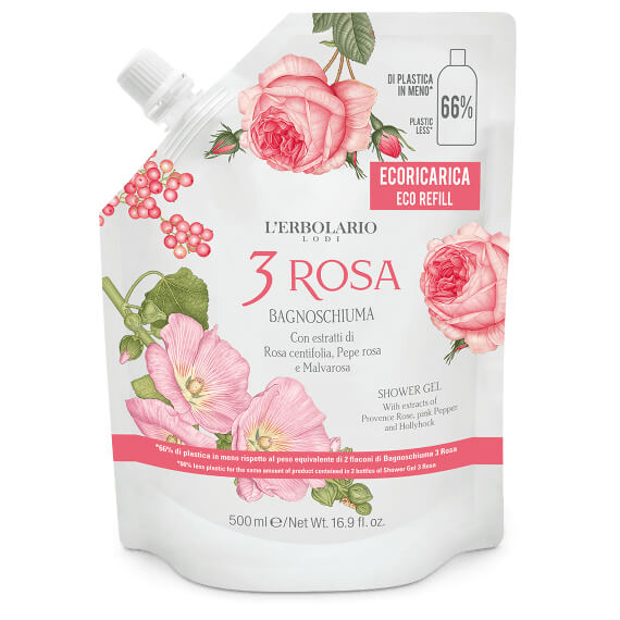 Erbolario 3 Rosa Bagnoschiuma 500ml ricarica